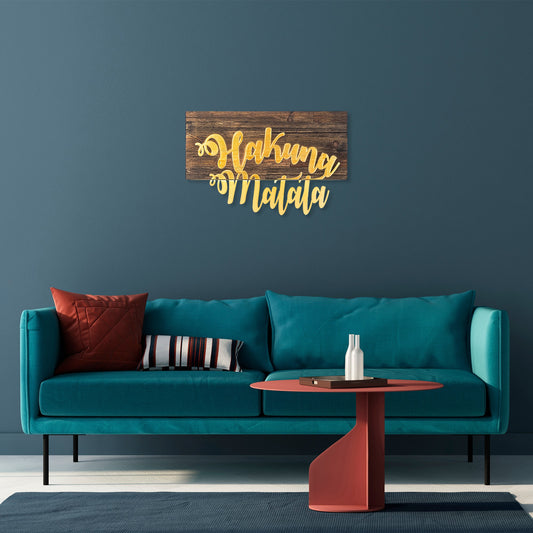 Drvena zidna dekoracija, Hakuna Matata Metal Decor - Gold