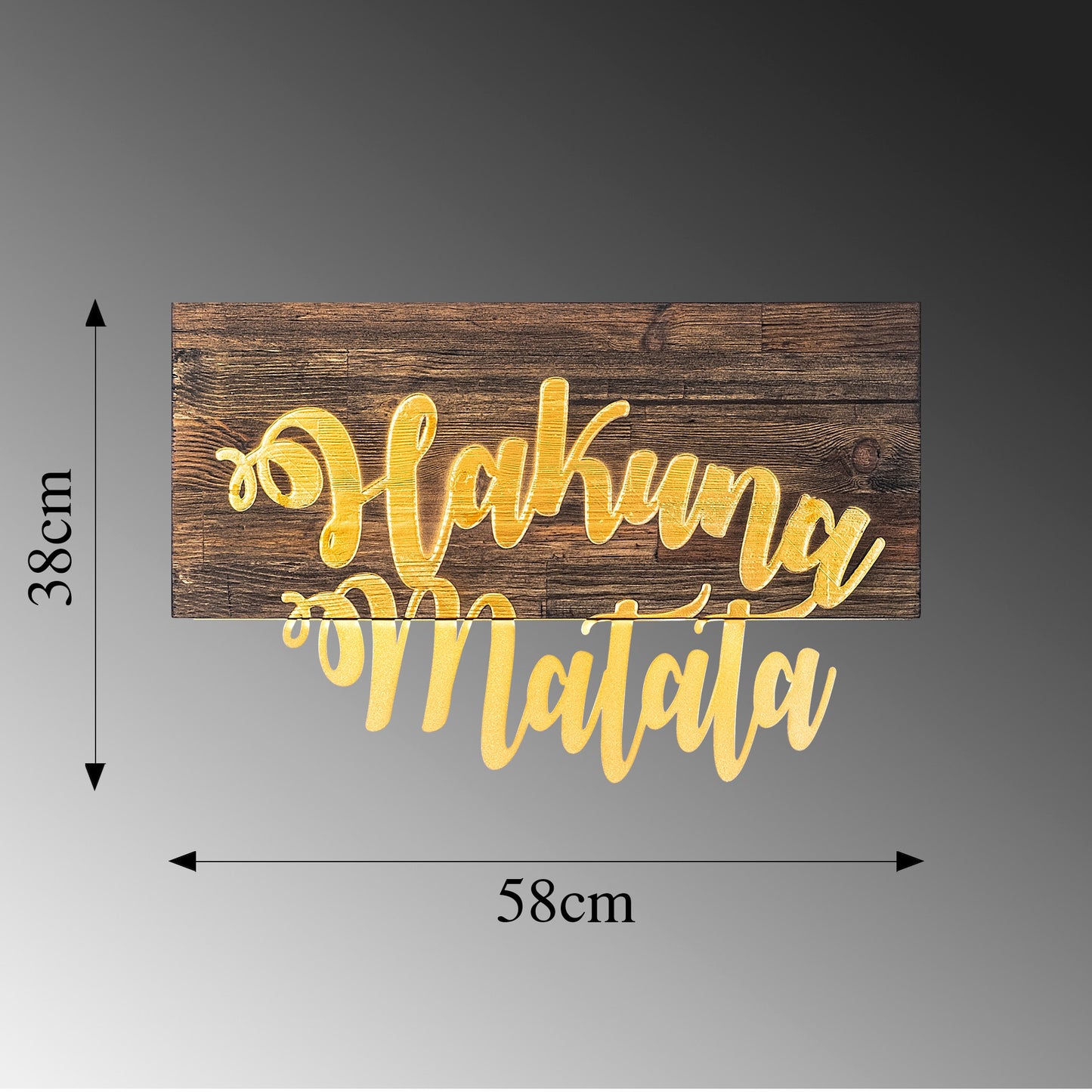 Drvena zidna dekoracija, Hakuna Matata Metal Decor - Gold
