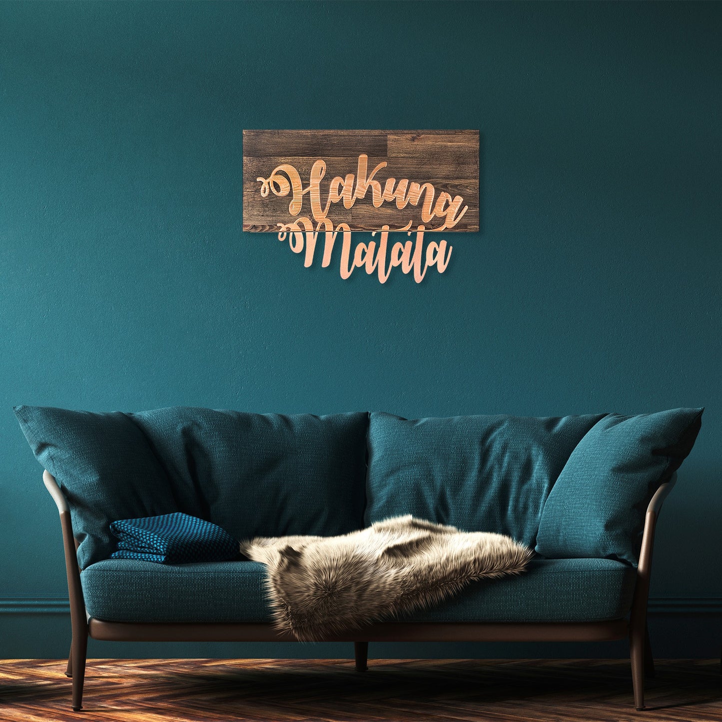 Drvena zidna dekoracija, Hakuna Matata Metal Decor - Copper