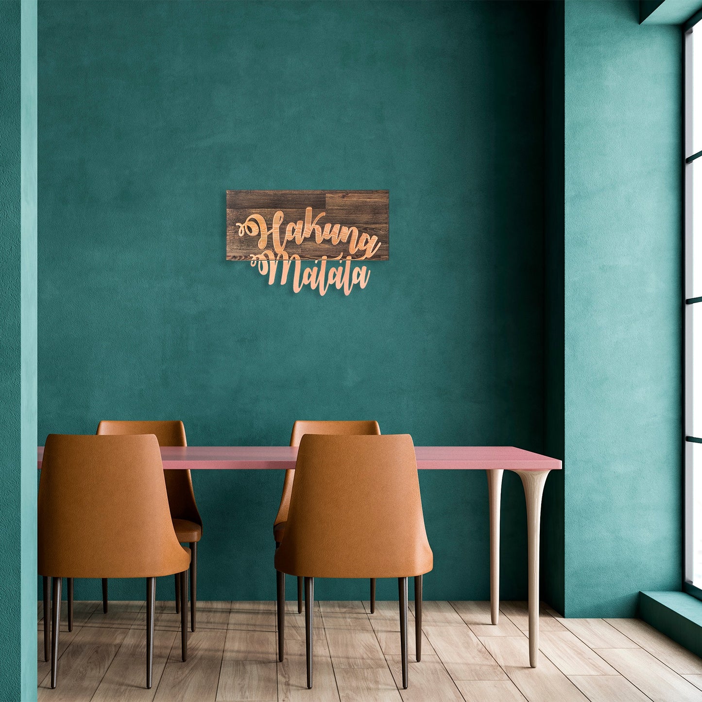 Drvena zidna dekoracija, Hakuna Matata Metal Decor - Copper