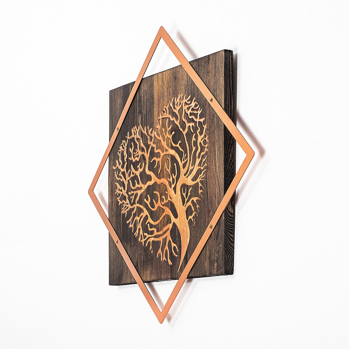 Drvena zidna dekoracija, Tree v3 - Bakrena