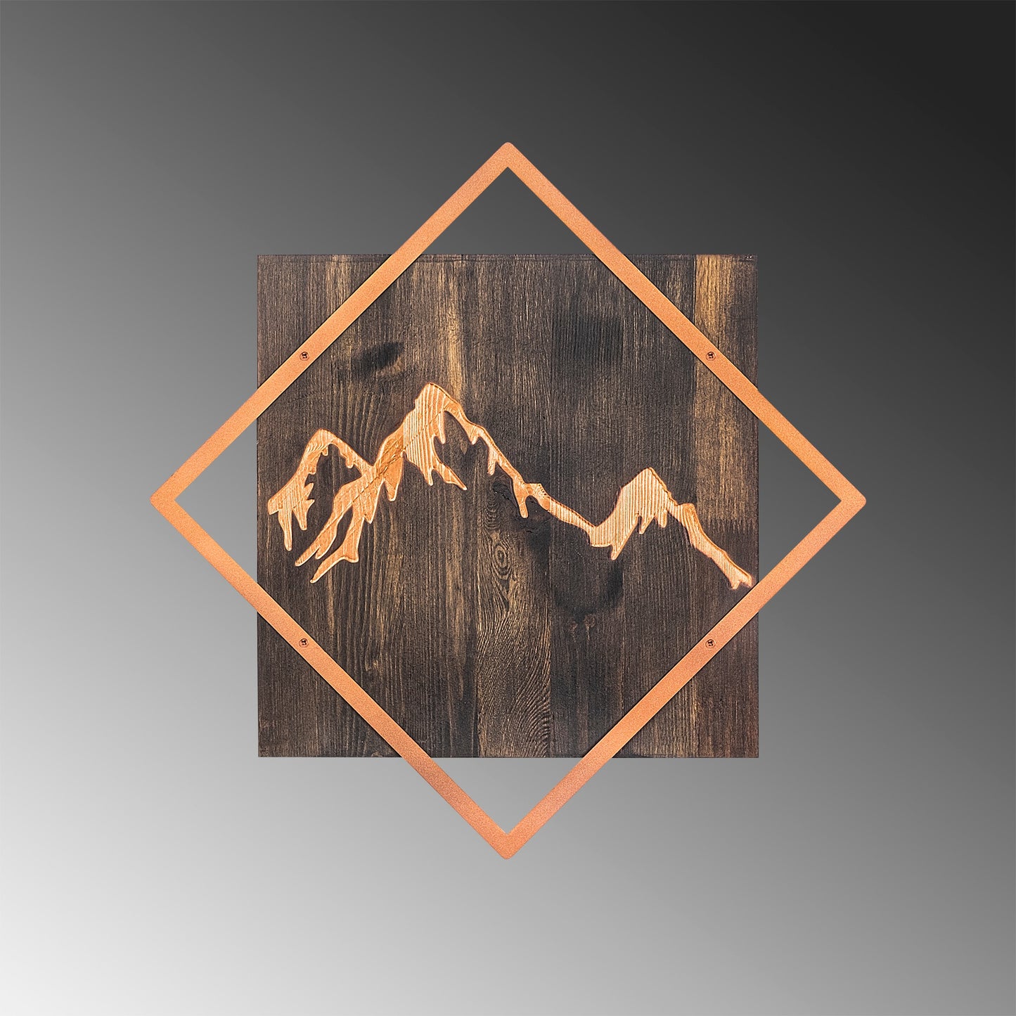 Drvena zidna dekoracija, Mountain - Copper