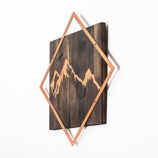 Drvena zidna dekoracija, Mountain - Copper