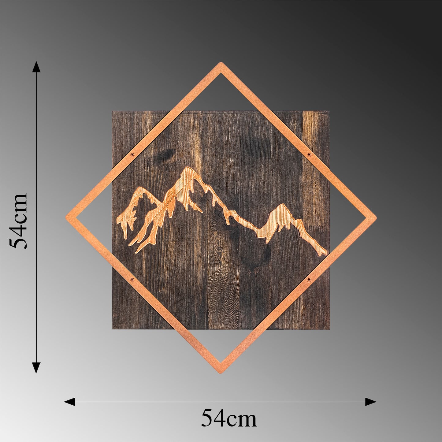 Drvena zidna dekoracija, Mountain - Copper
