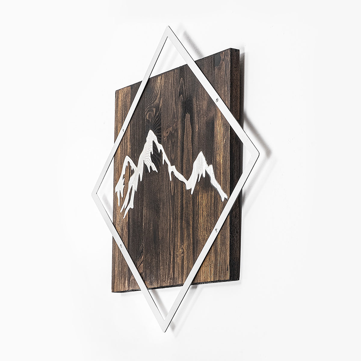 Drvena zidna dekoracija, Mountain - Silver