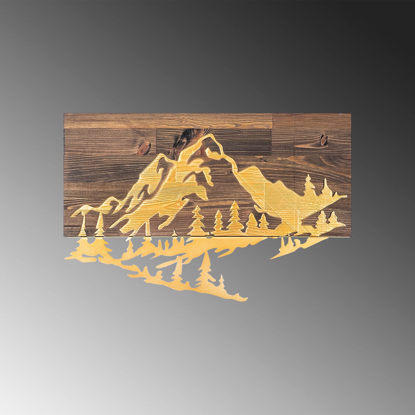 Drvena zidna dekoracija, Mountain v2 - Gold