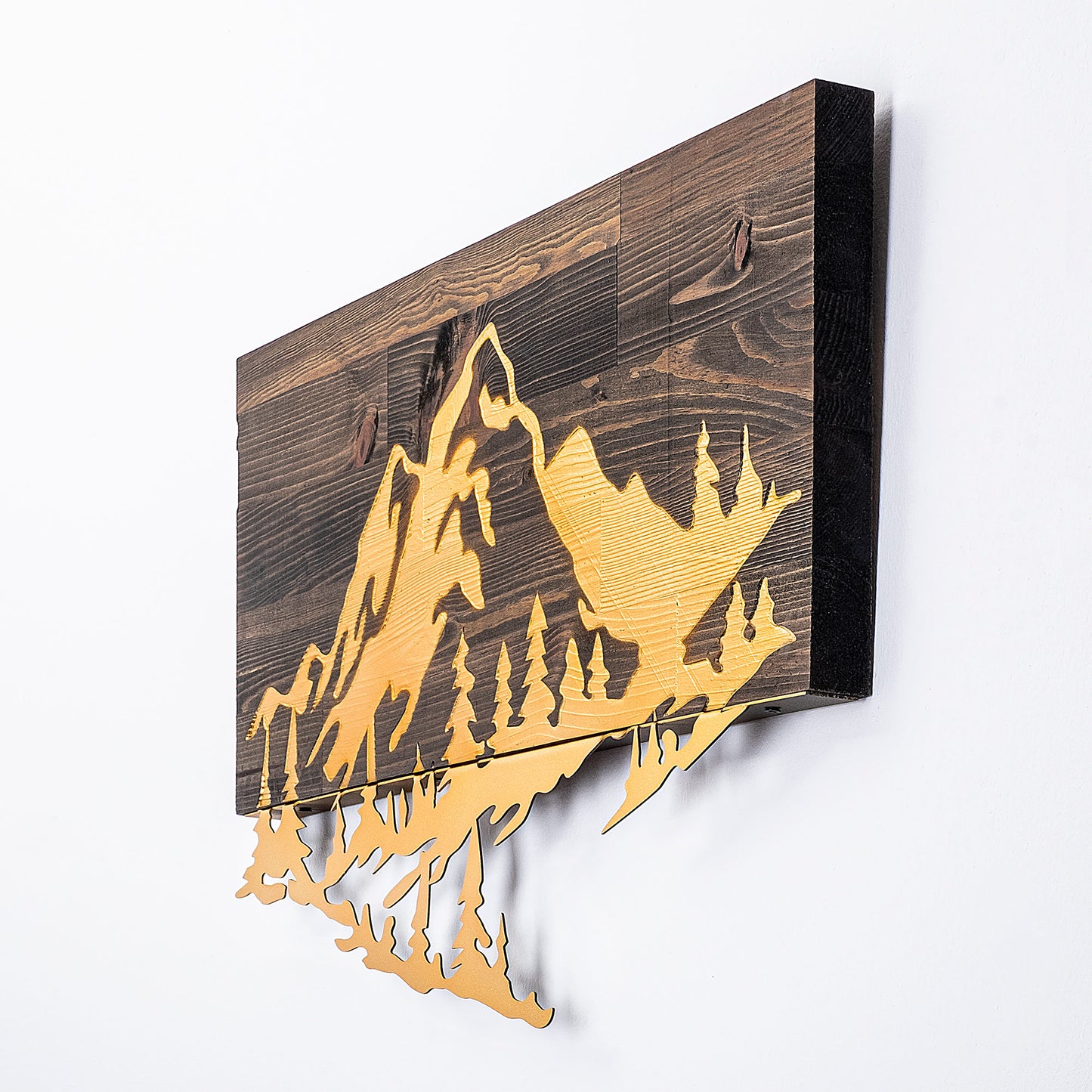 Drvena zidna dekoracija, Mountain v2 - Gold