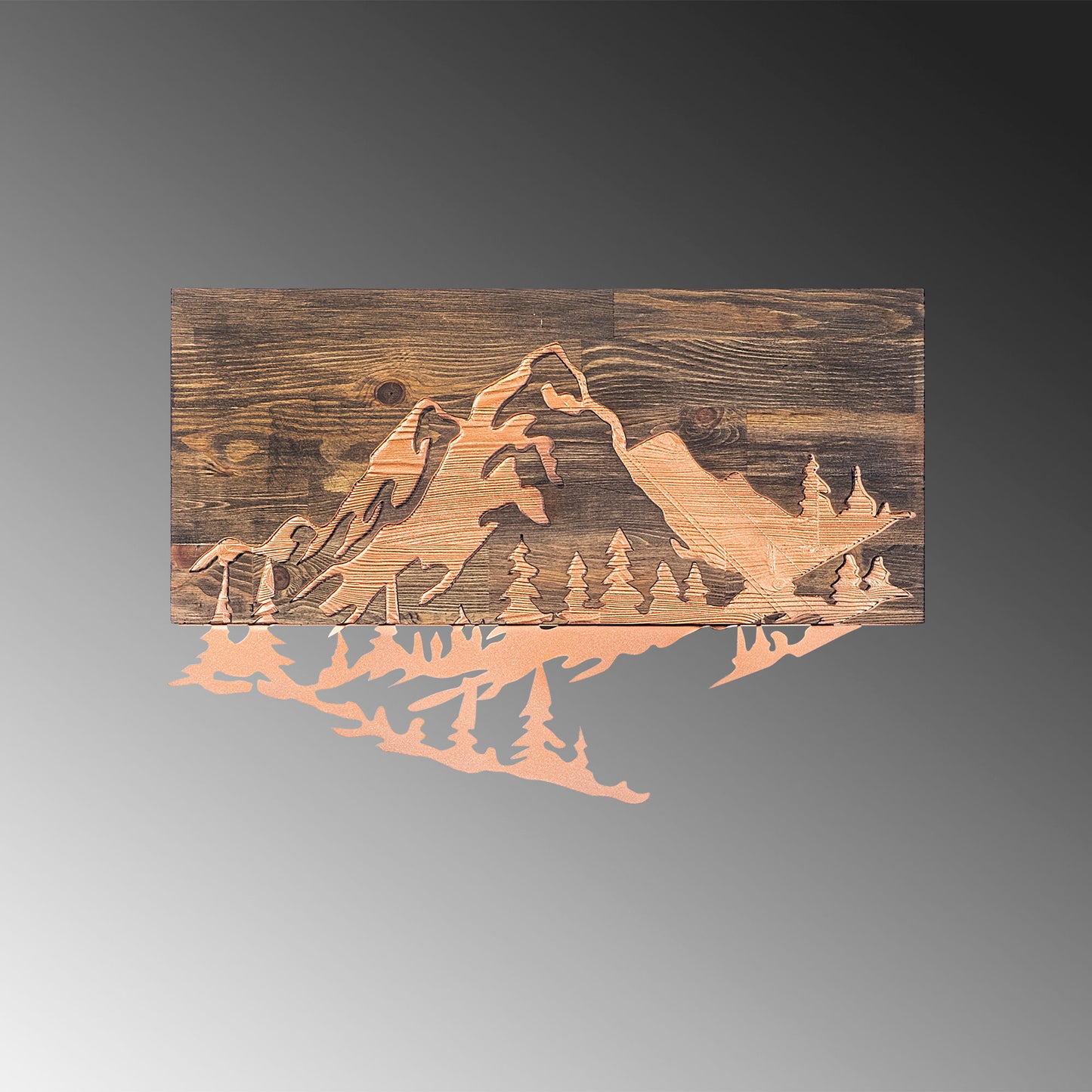 Drvena zidna dekoracija, Mountain v2 - Copper