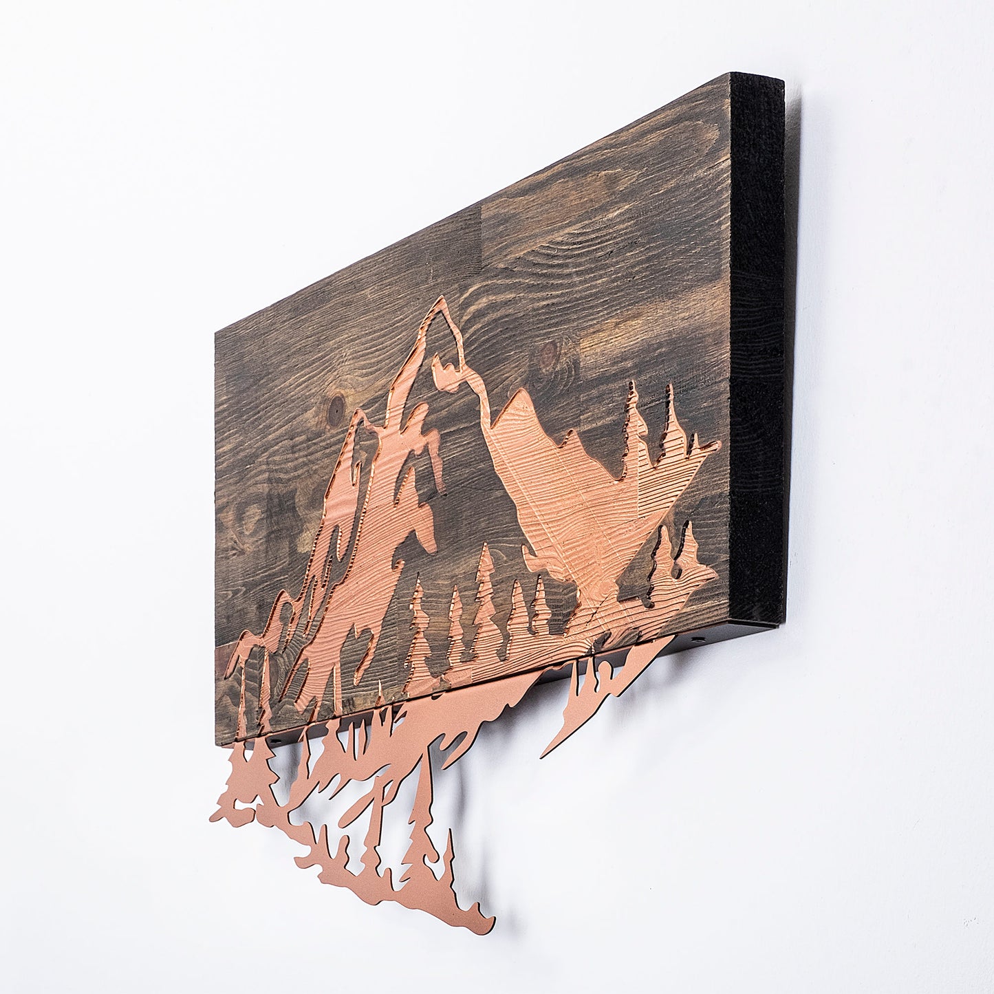 Drvena zidna dekoracija, Mountain v2 - Copper