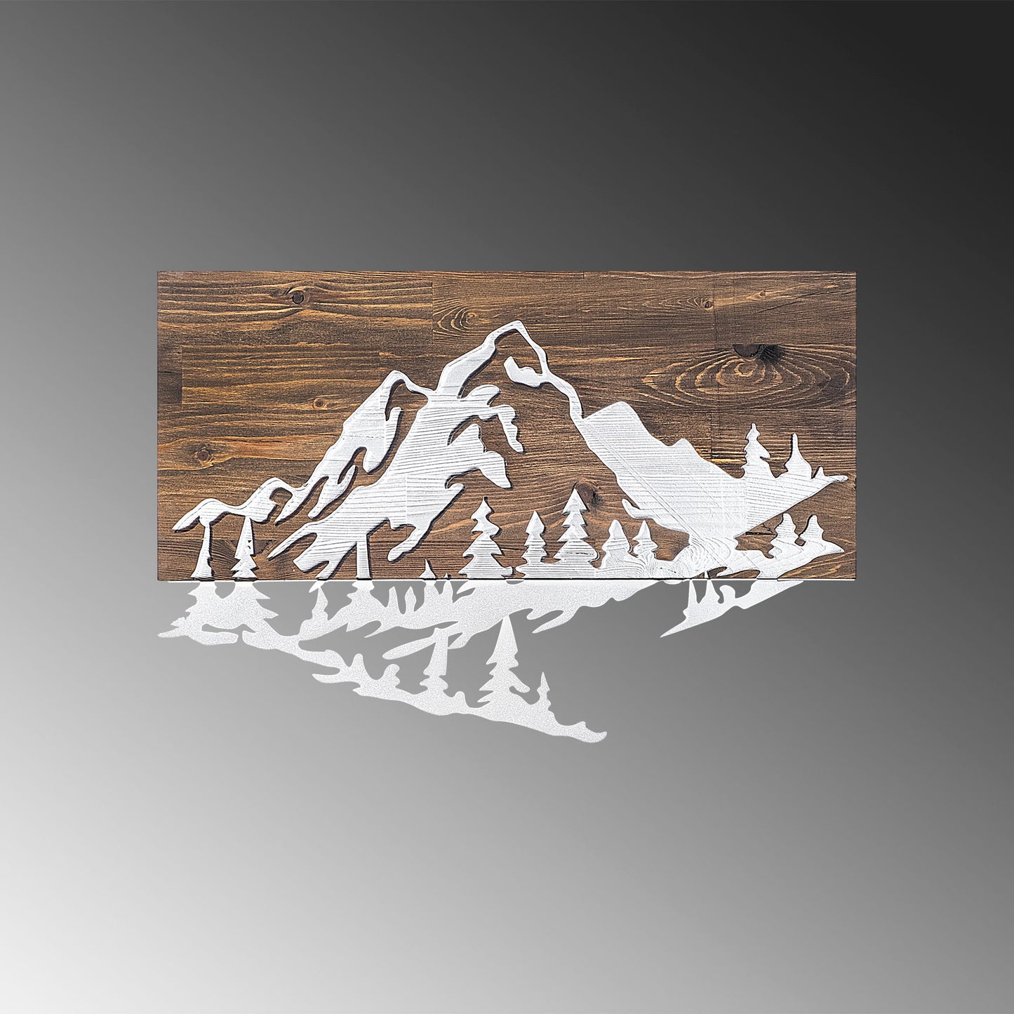 Drvena zidna dekoracija, Mountain v2 - Silver