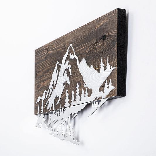 Drvena zidna dekoracija, Mountain v2 - Silver