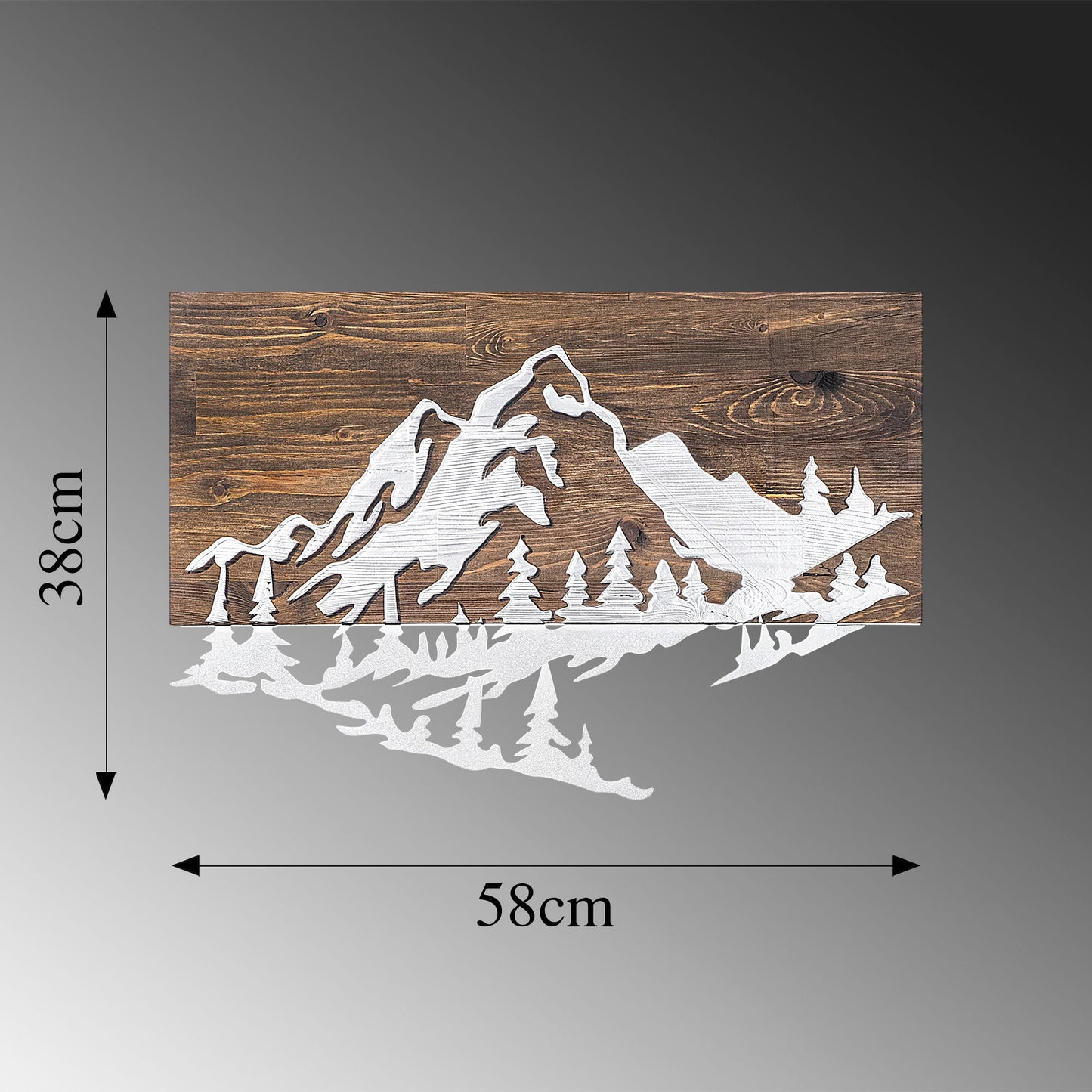 Drvena zidna dekoracija, Mountain v2 - Silver