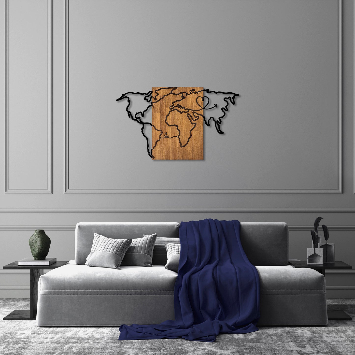 Drvena zidna dekoracija, Wold Map - 316
