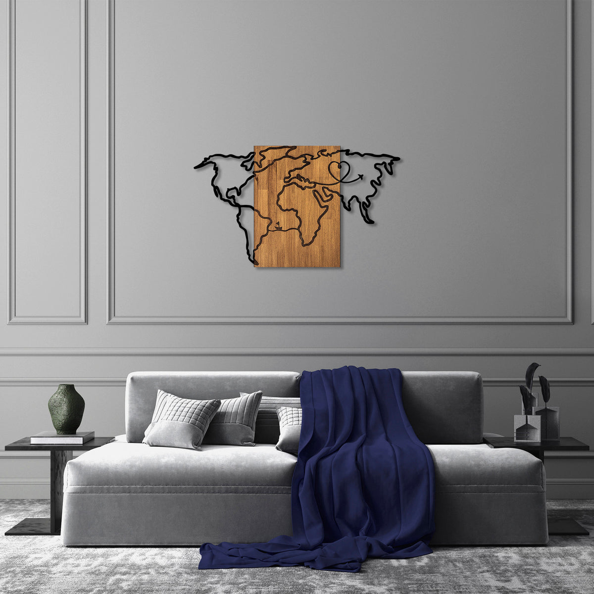 Drvena zidna dekoracija, Wold Map - 316