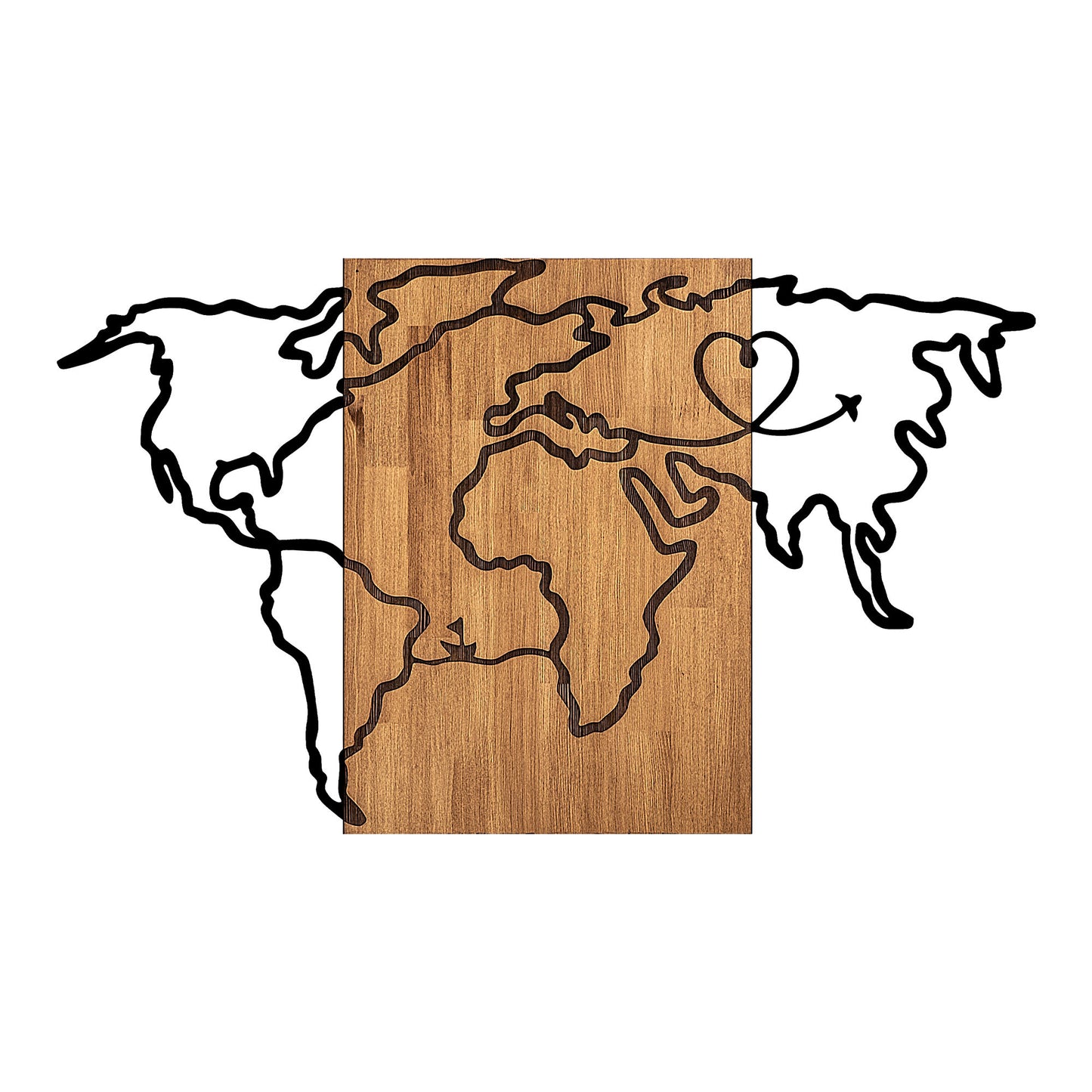 Drvena zidna dekoracija, Wold Map - 316