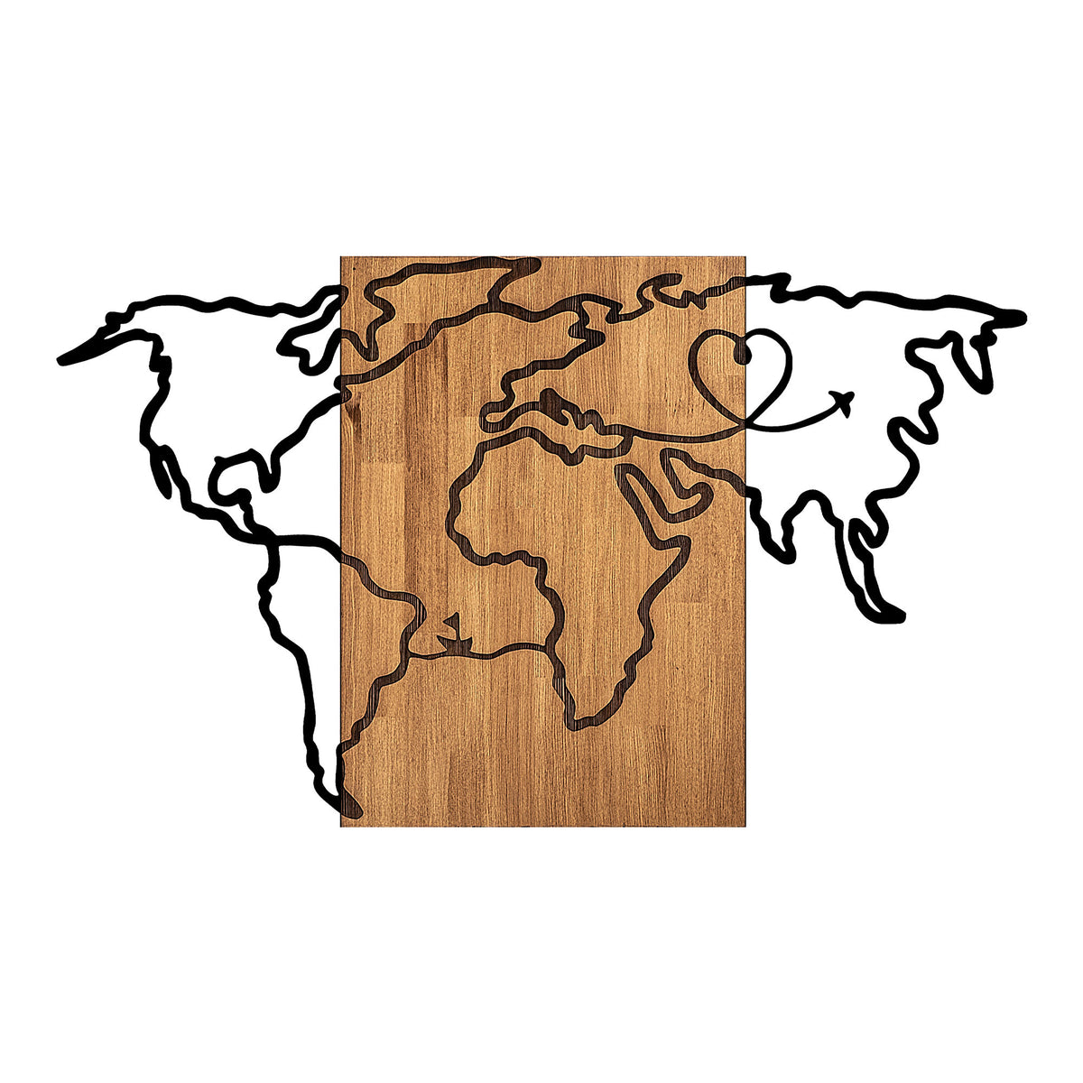 Drvena zidna dekoracija, Wold Map - 316