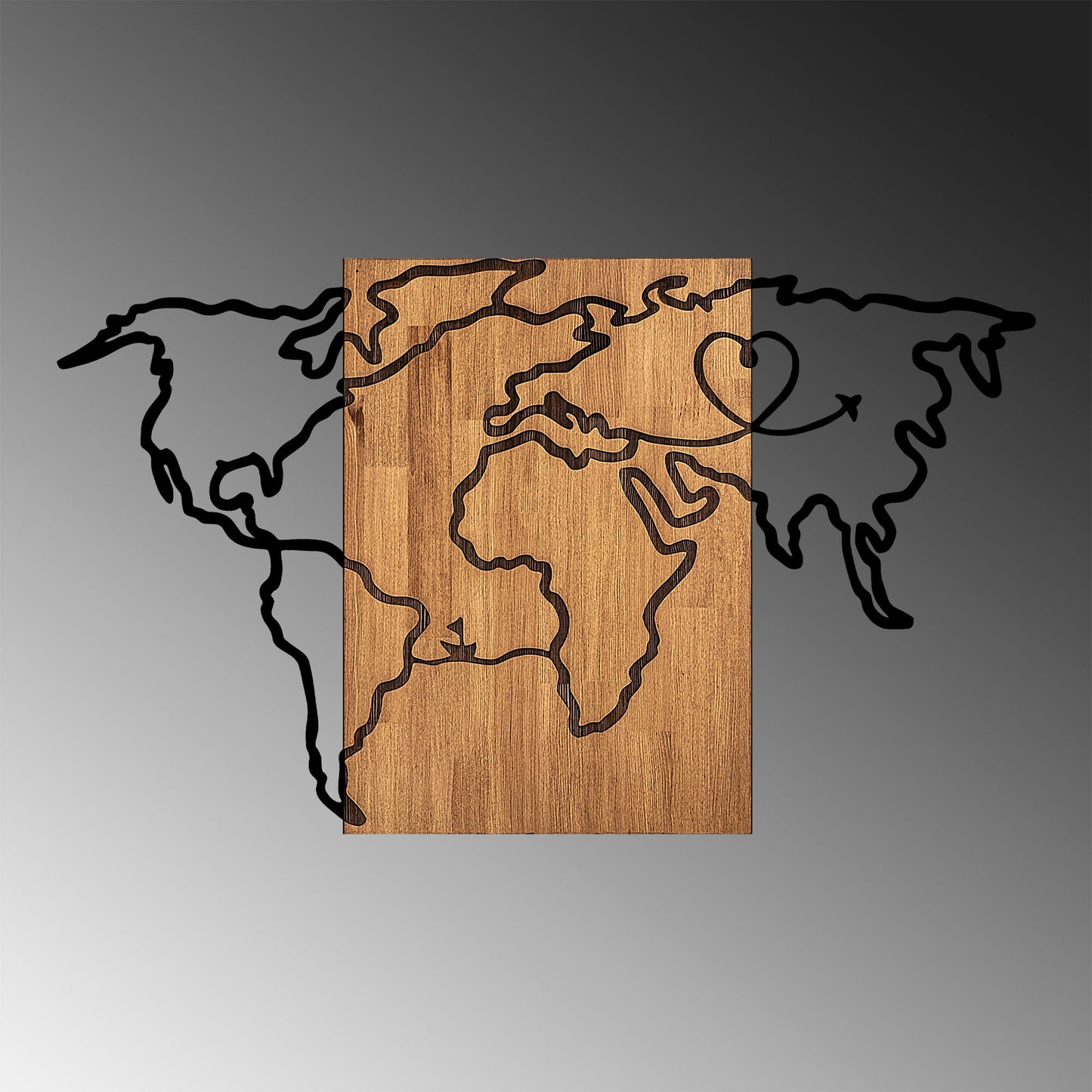 Drvena zidna dekoracija, Wold Map - 316