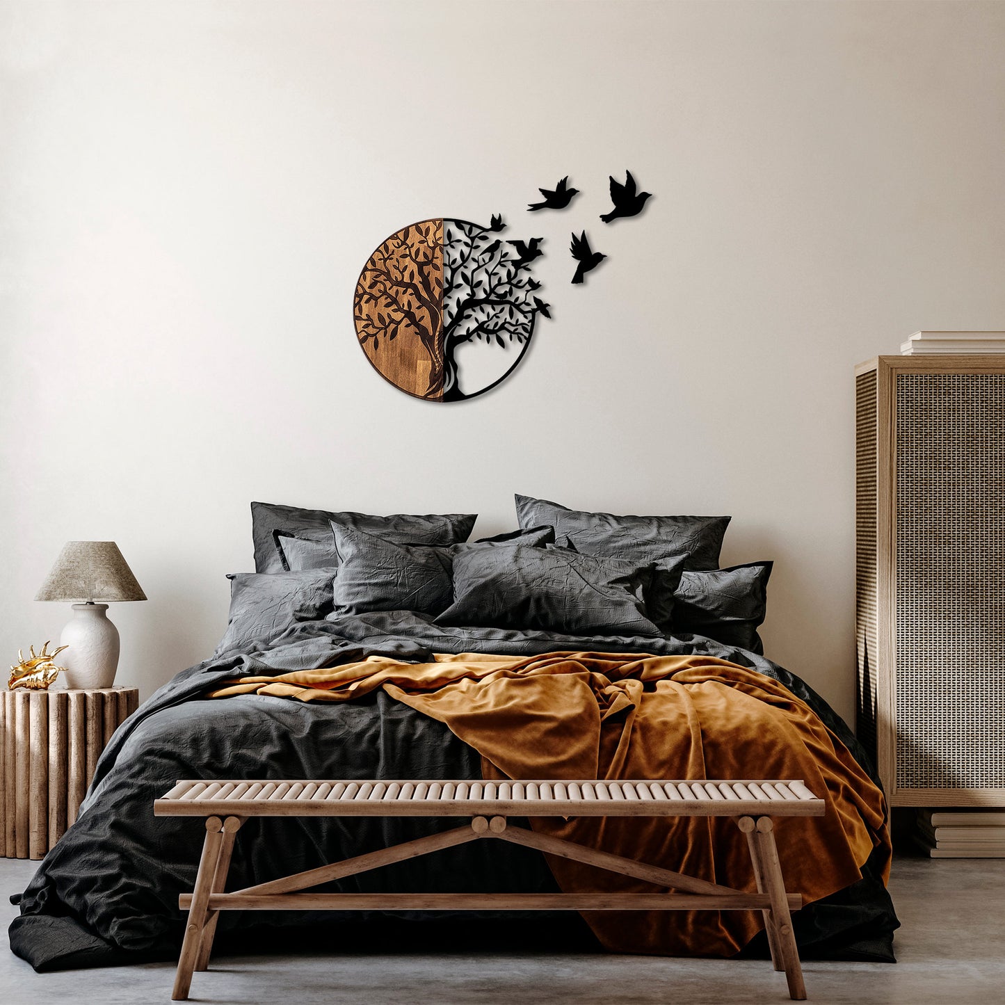 Drvena zidna dekoracija, Tree And Birds - 322