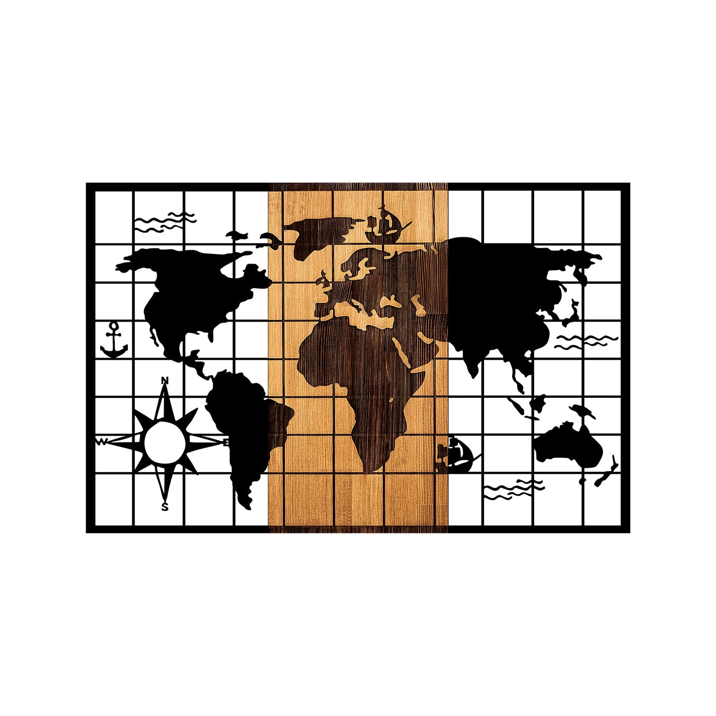 Drvena zidna dekoracija, World Map - 325