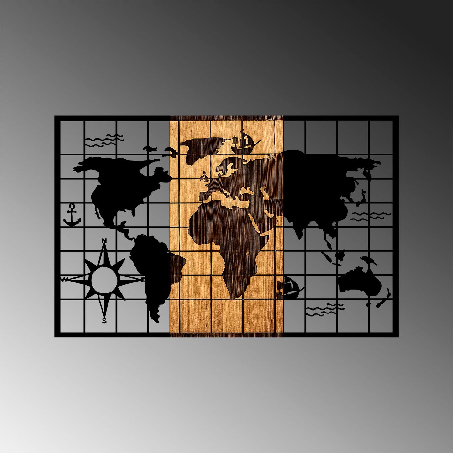 Drvena zidna dekoracija, World Map - 325