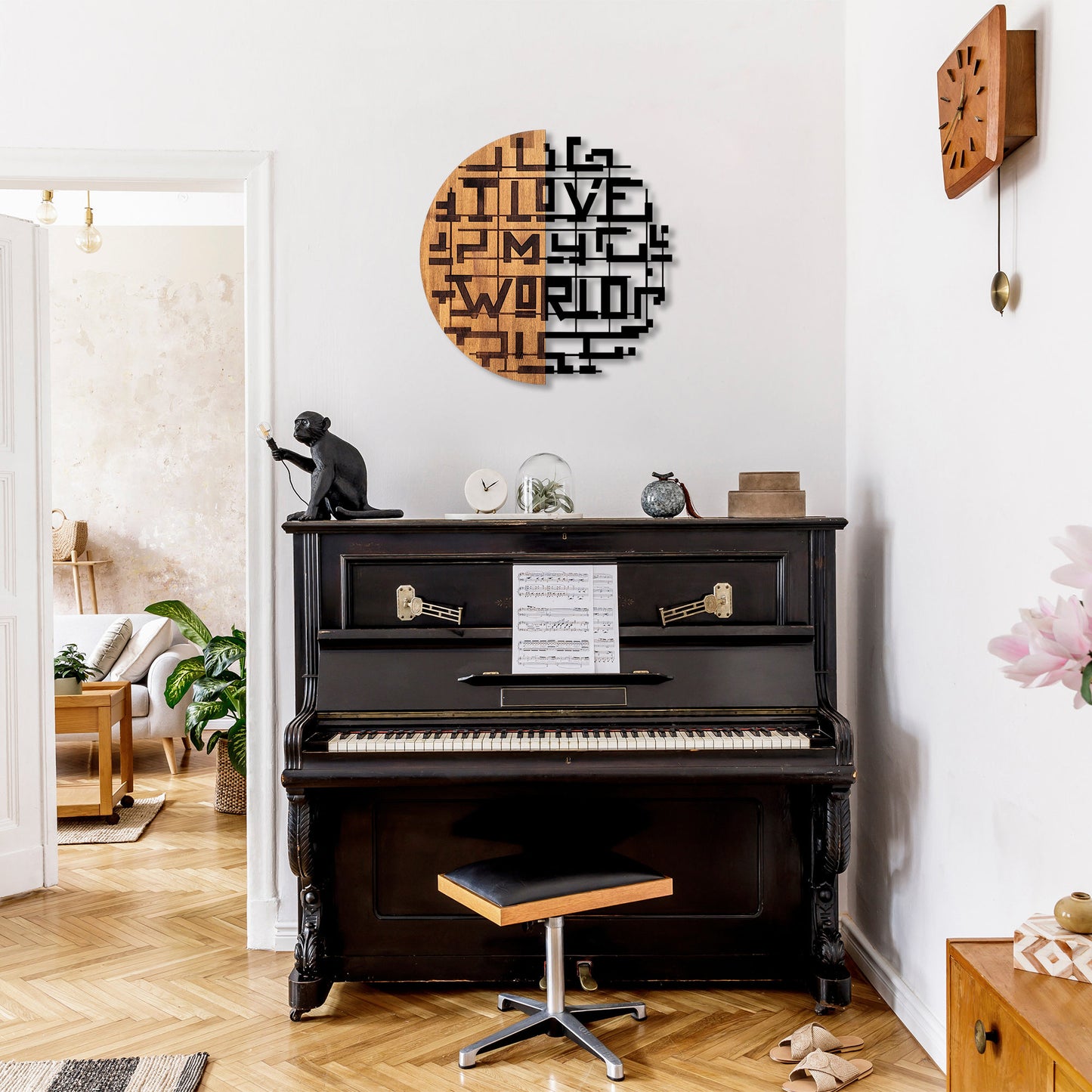 Drvena zidna dekoracija, i Love My World - 330