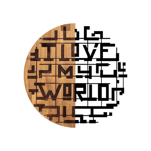 Drvena zidna dekoracija, i Love My World - 330