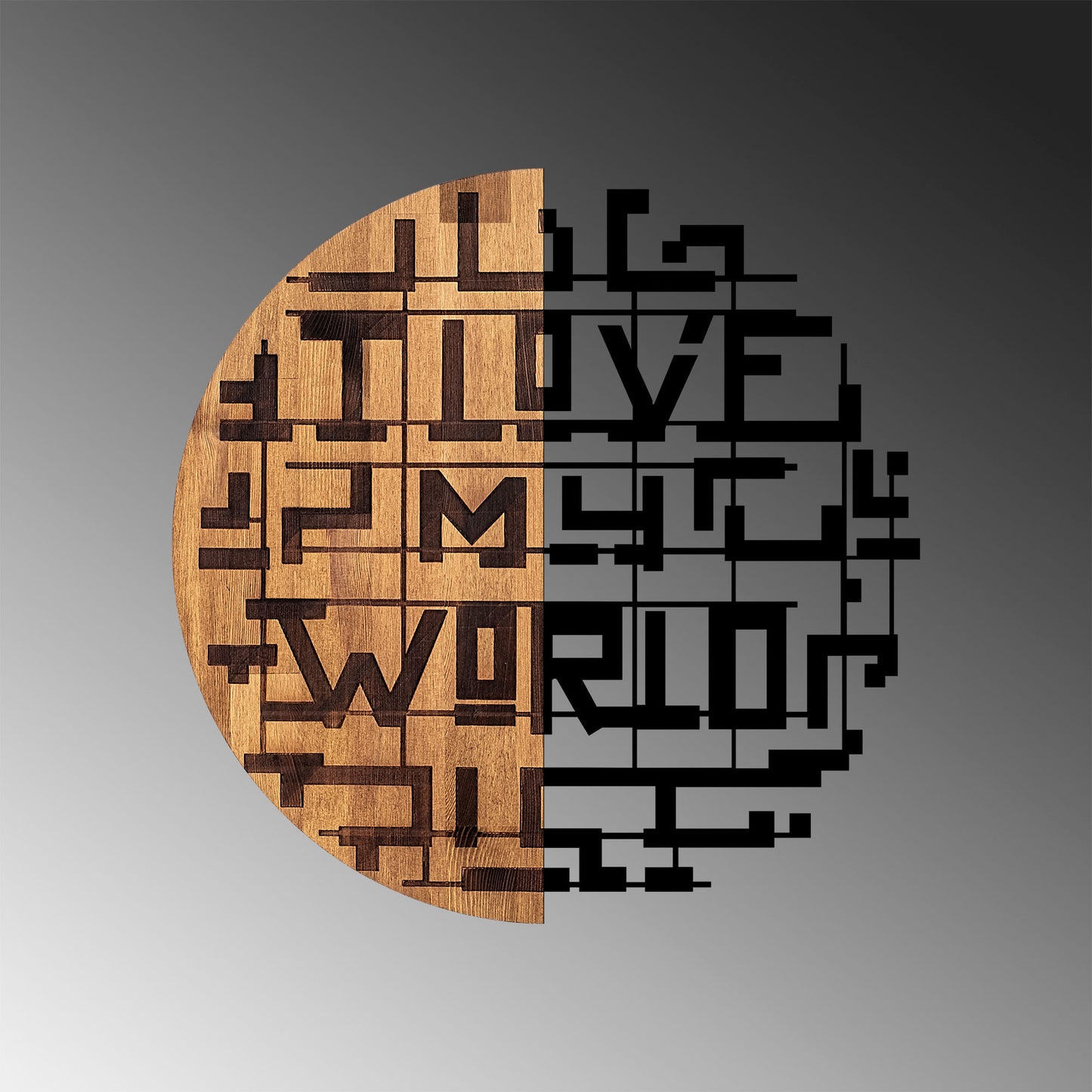 Drvena zidna dekoracija, i Love My World - 330
