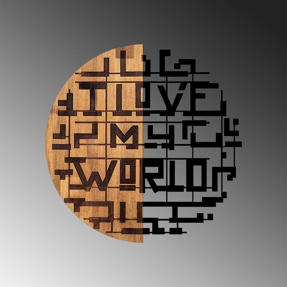 Drvena zidna dekoracija, i Love My World - 330