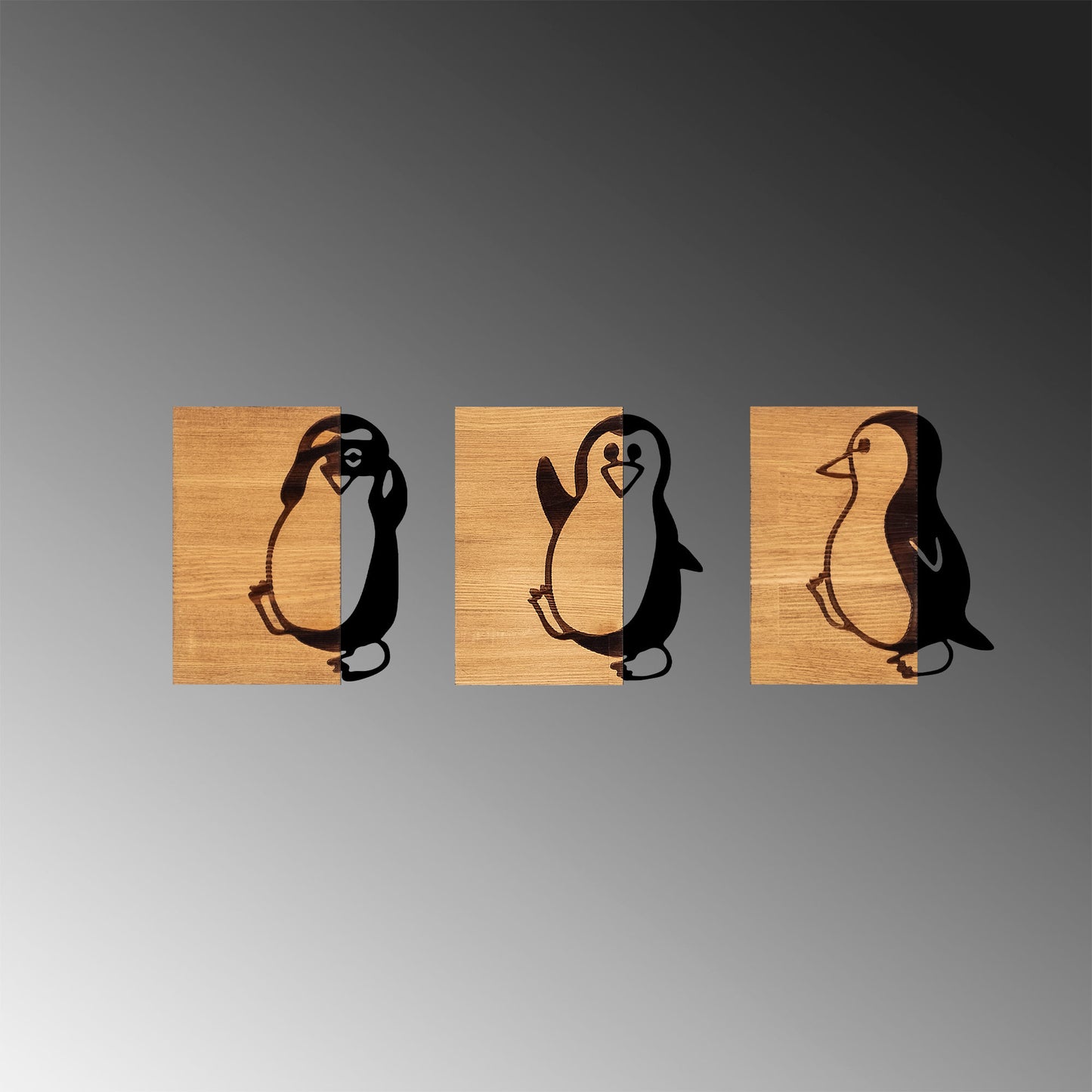 Drvena zidna dekoracija, Penguins - 336