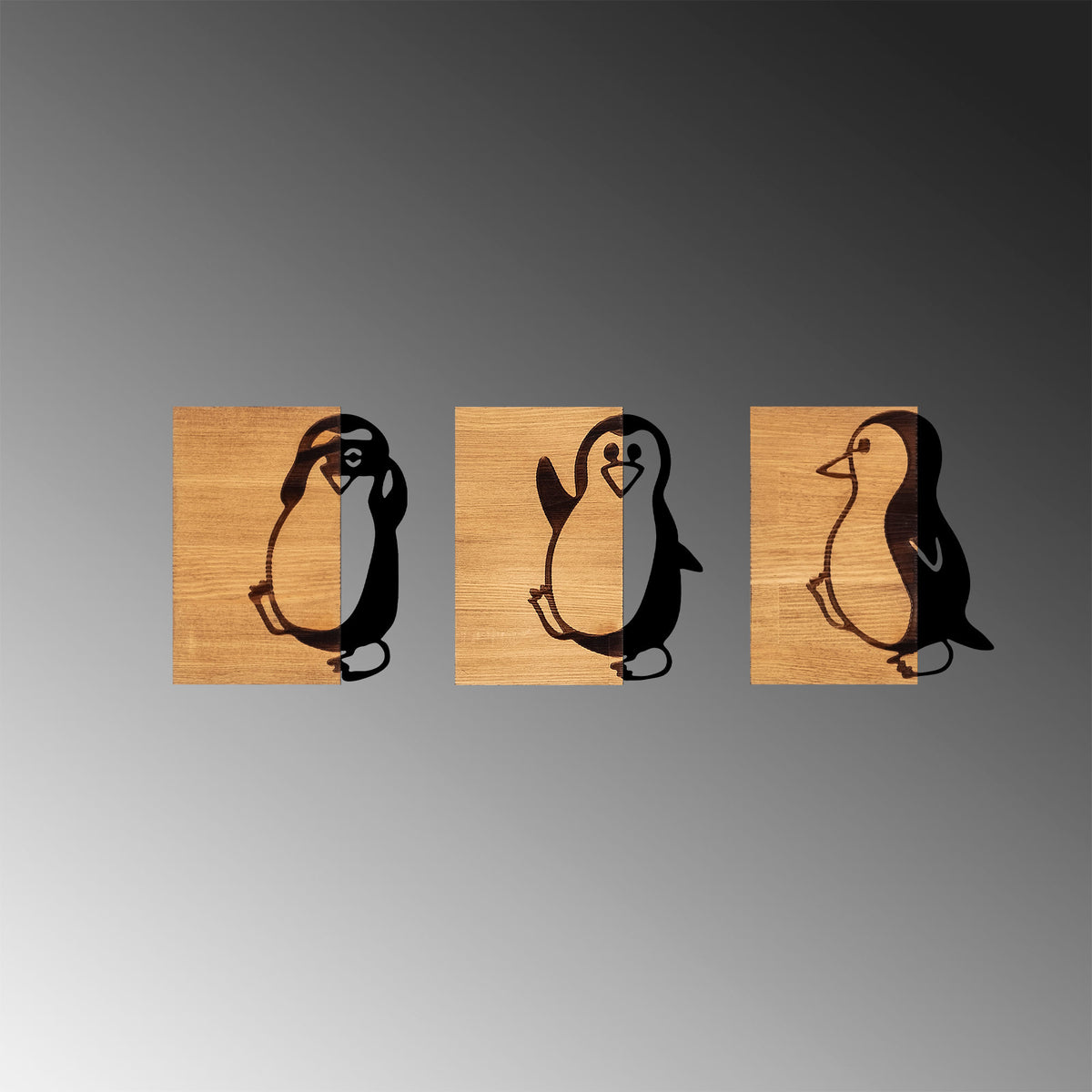 Drvena zidna dekoracija, Penguins - 336