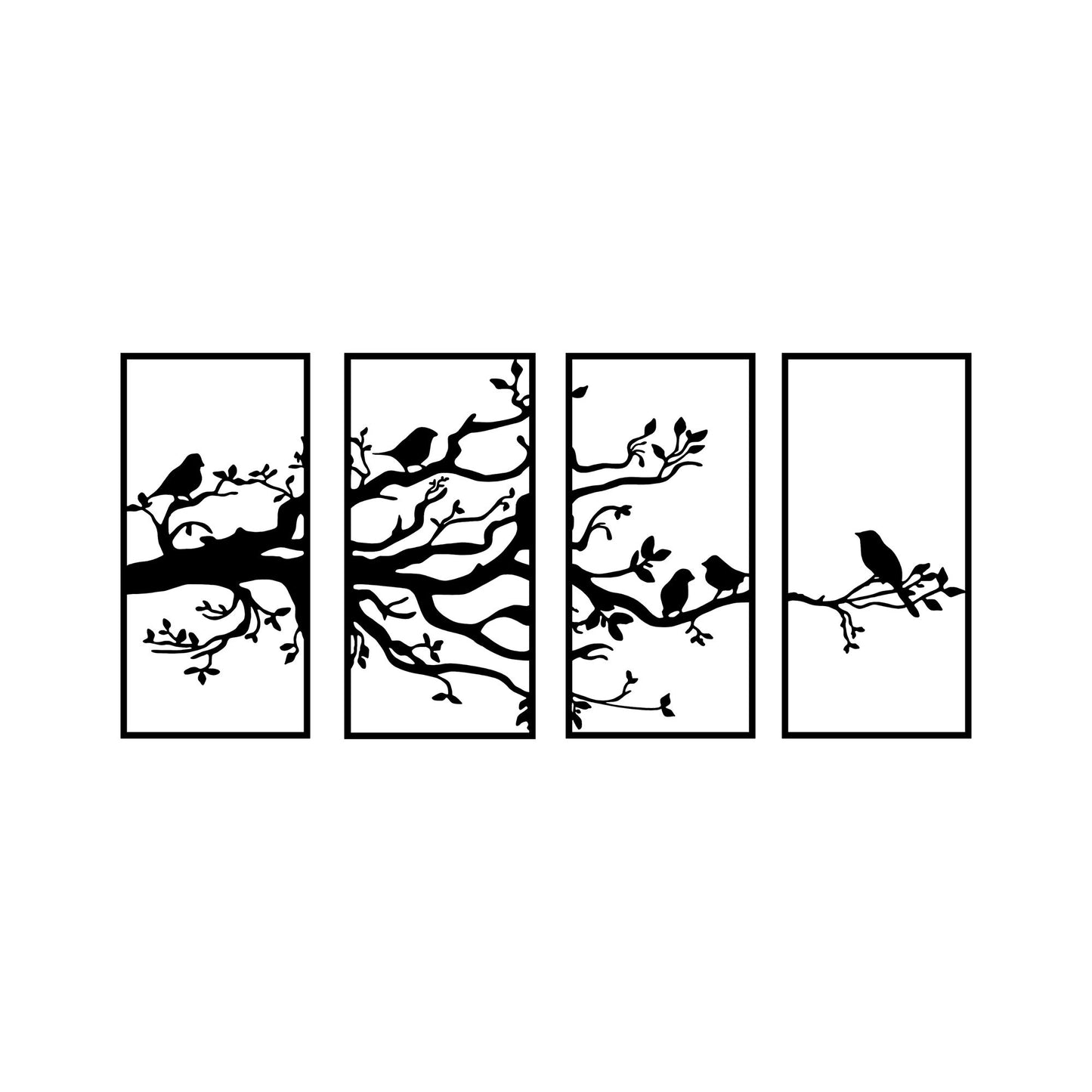 Metalna zidna dekoracija, Tree Branch And Birds - 269
