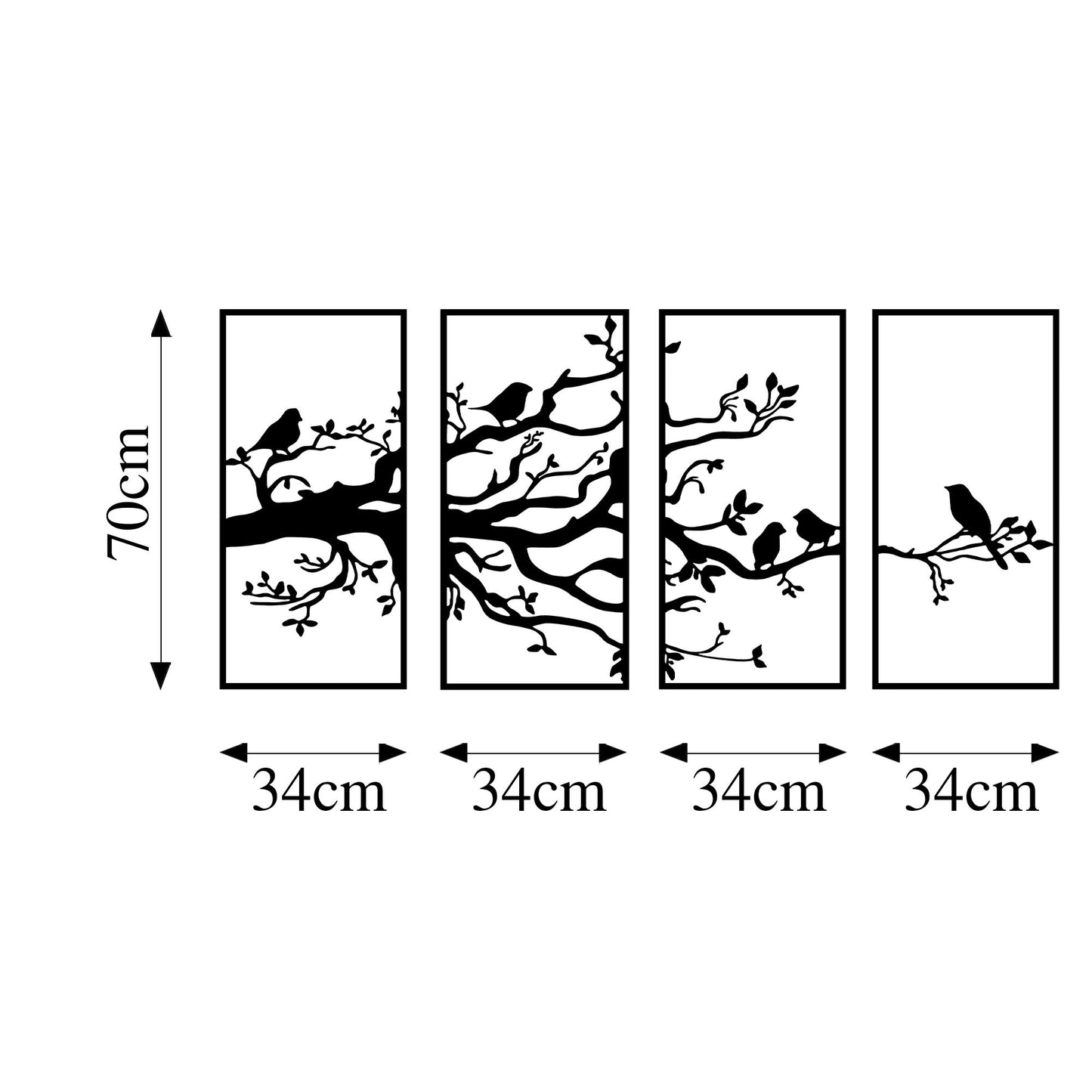 Metalna zidna dekoracija, Tree Branch And Birds - 269