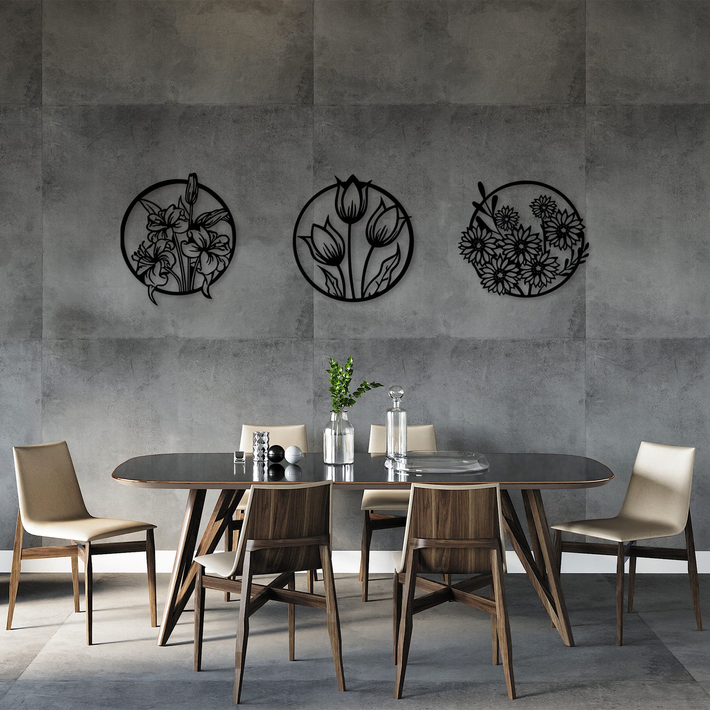 Metalna zidna dekoracija, Flowers - 272 L
