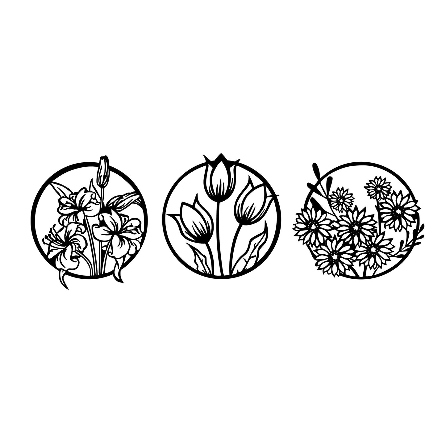 Metalna zidna dekoracija, Flowers - 272 L
