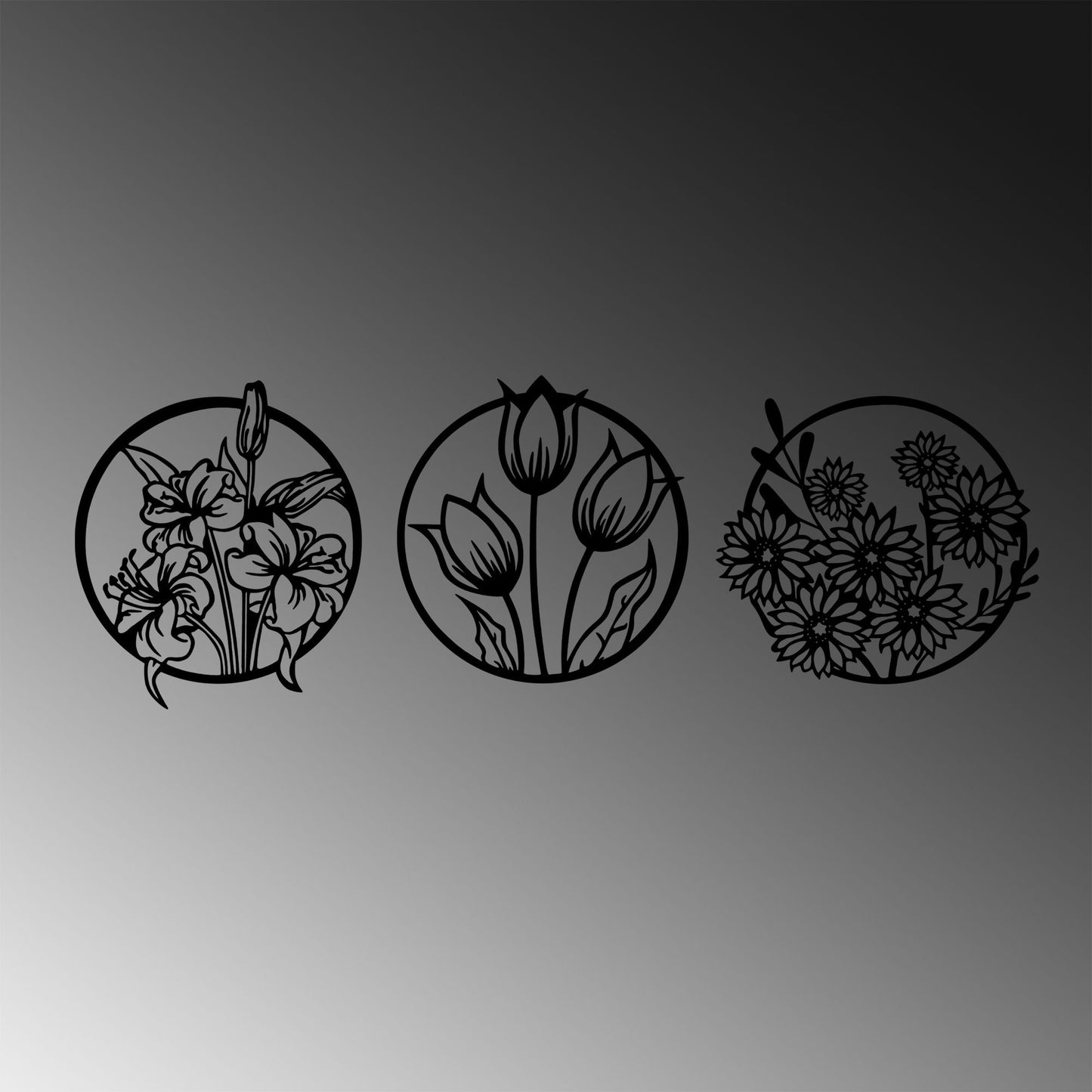 Metalna zidna dekoracija, Flowers - 272 L