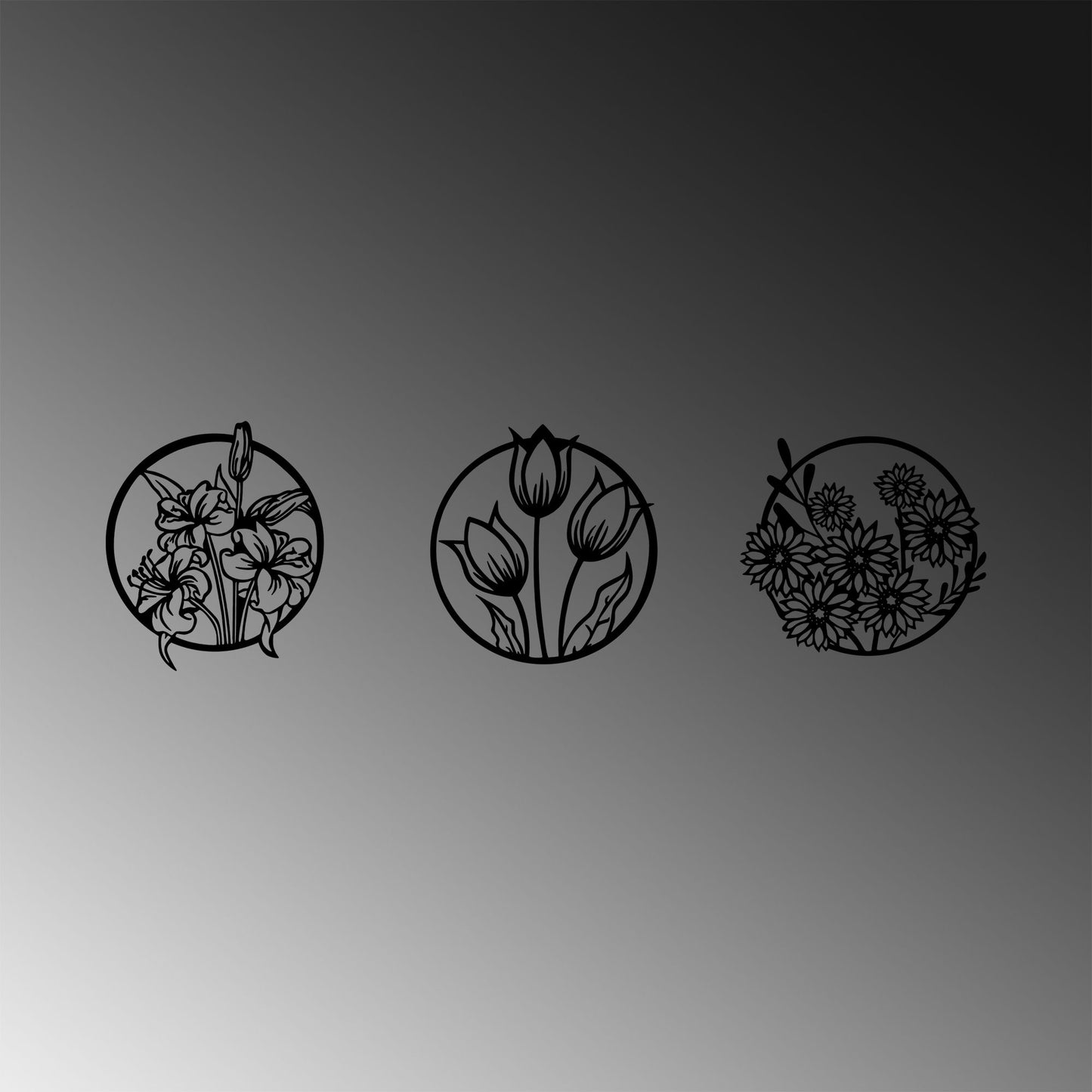 Metalna zidna dekoracija, Flowers - 274 S