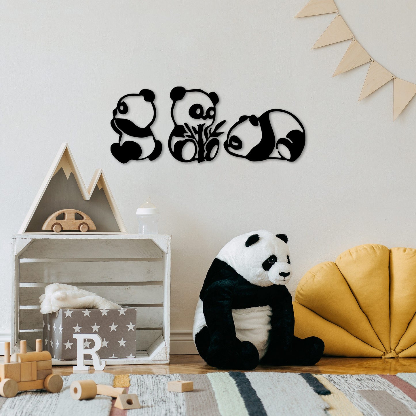 Metalna zidna dekoracija, Pandas - 298