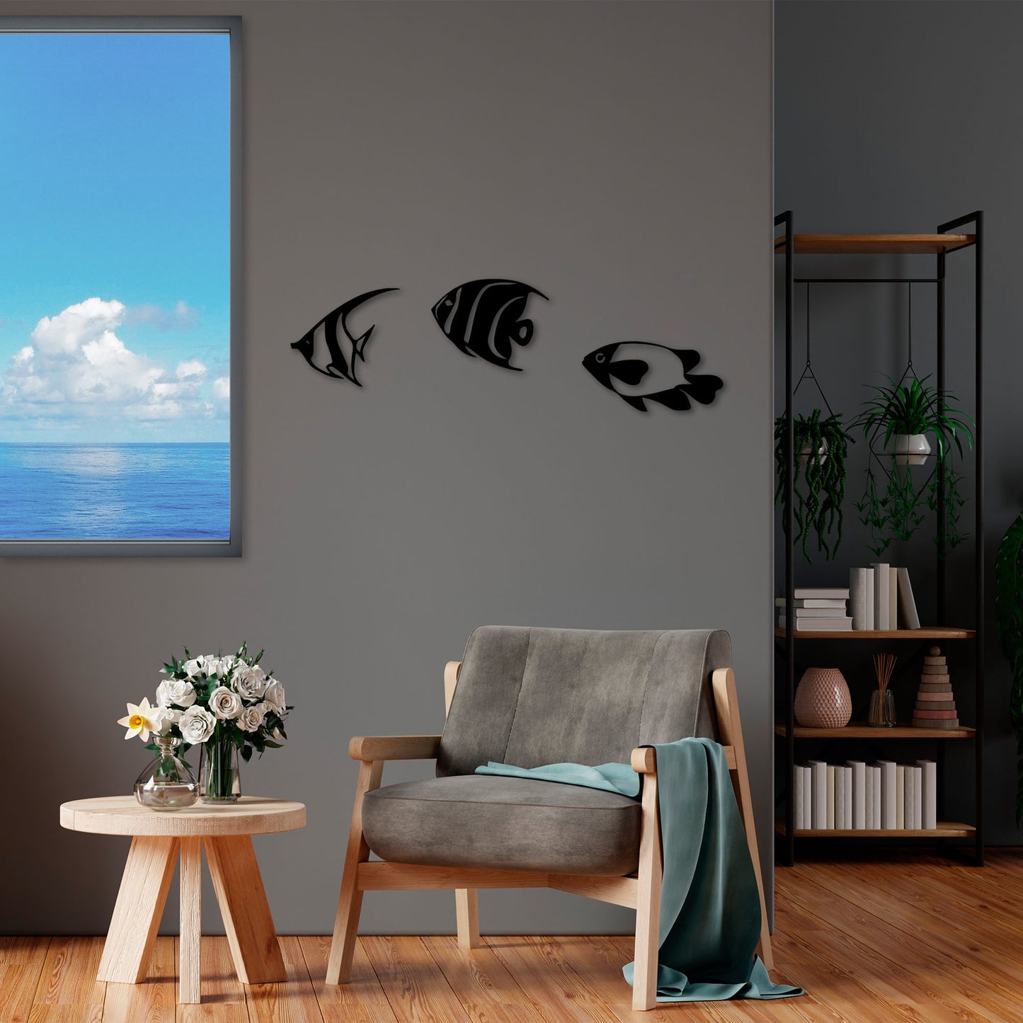 Metalna zidna dekoracija, Fishes - 300
