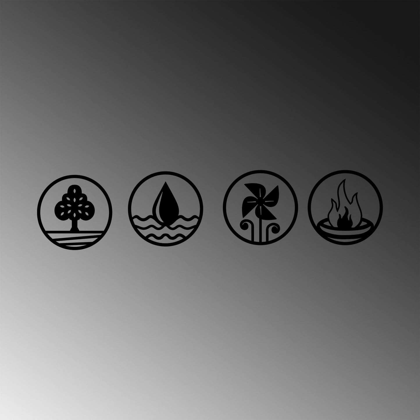 Metalna zidna dekoracija, 4 Elements - 301