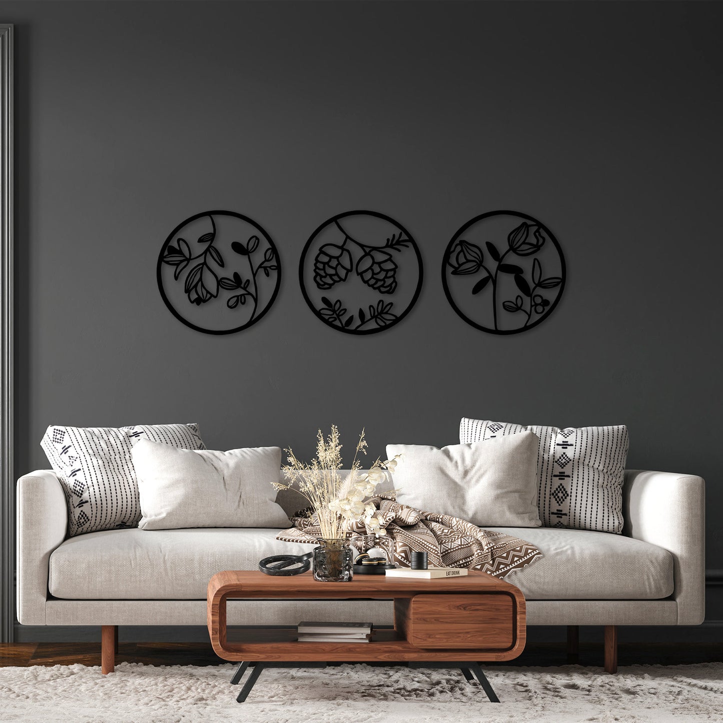 Metalna zidna dekoracija, Flowers - 305 L