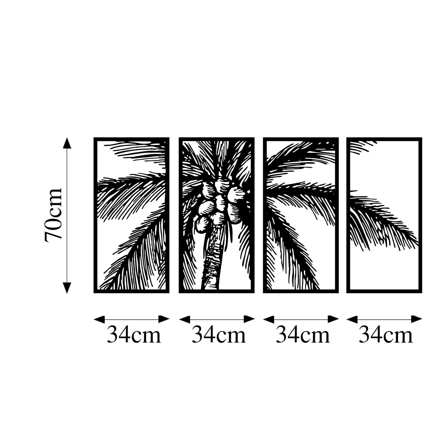Metalna zidna dekoracija, Coconut Tree - 312