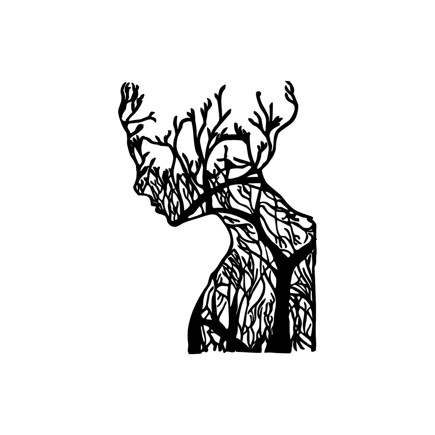 Metalna zidna dekoracija, Tree Woman - Model 318