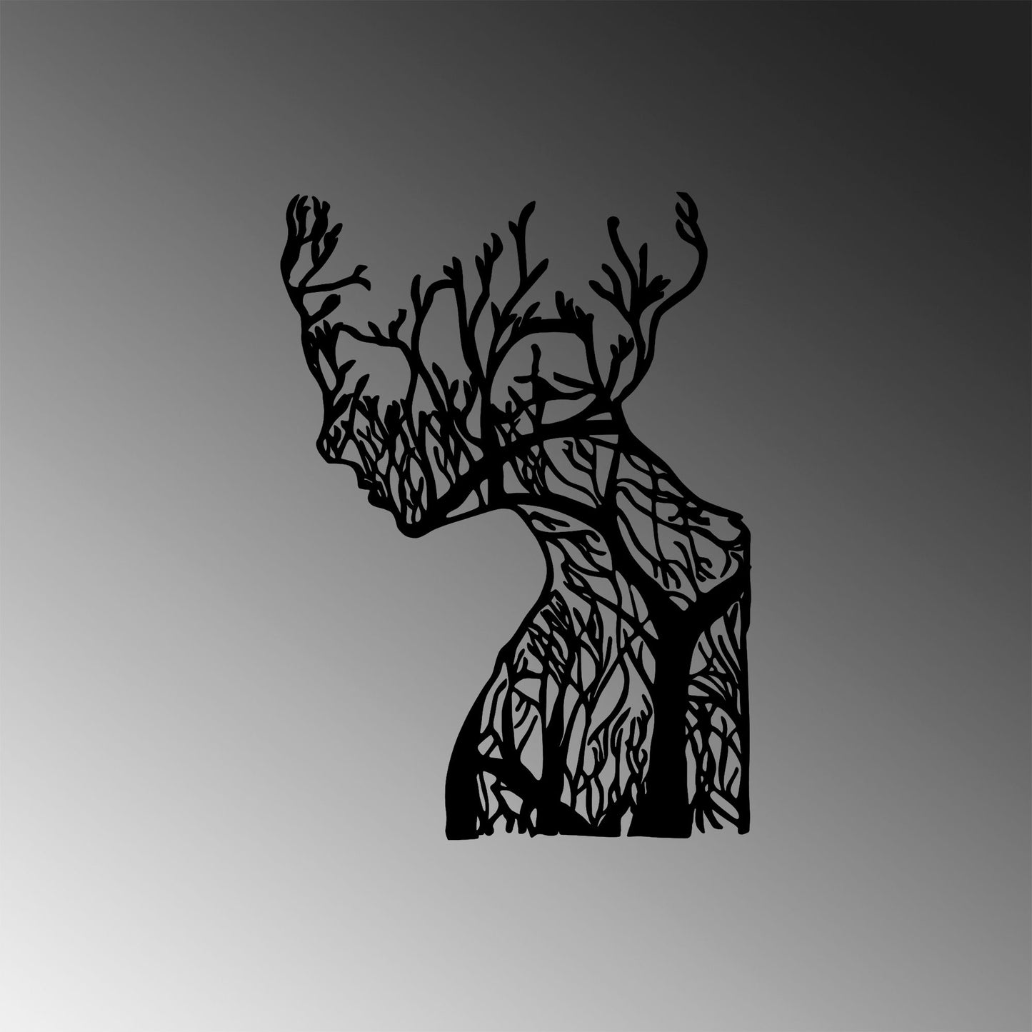 Metalna zidna dekoracija, Tree Woman - Model 318