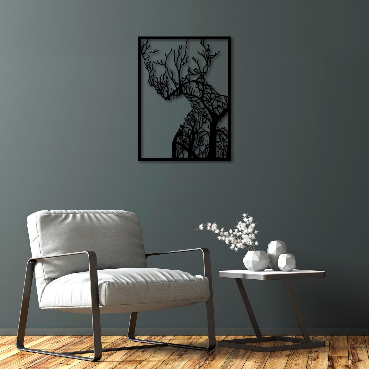 Metalna zidna dekoracija, Tree Woman - 320