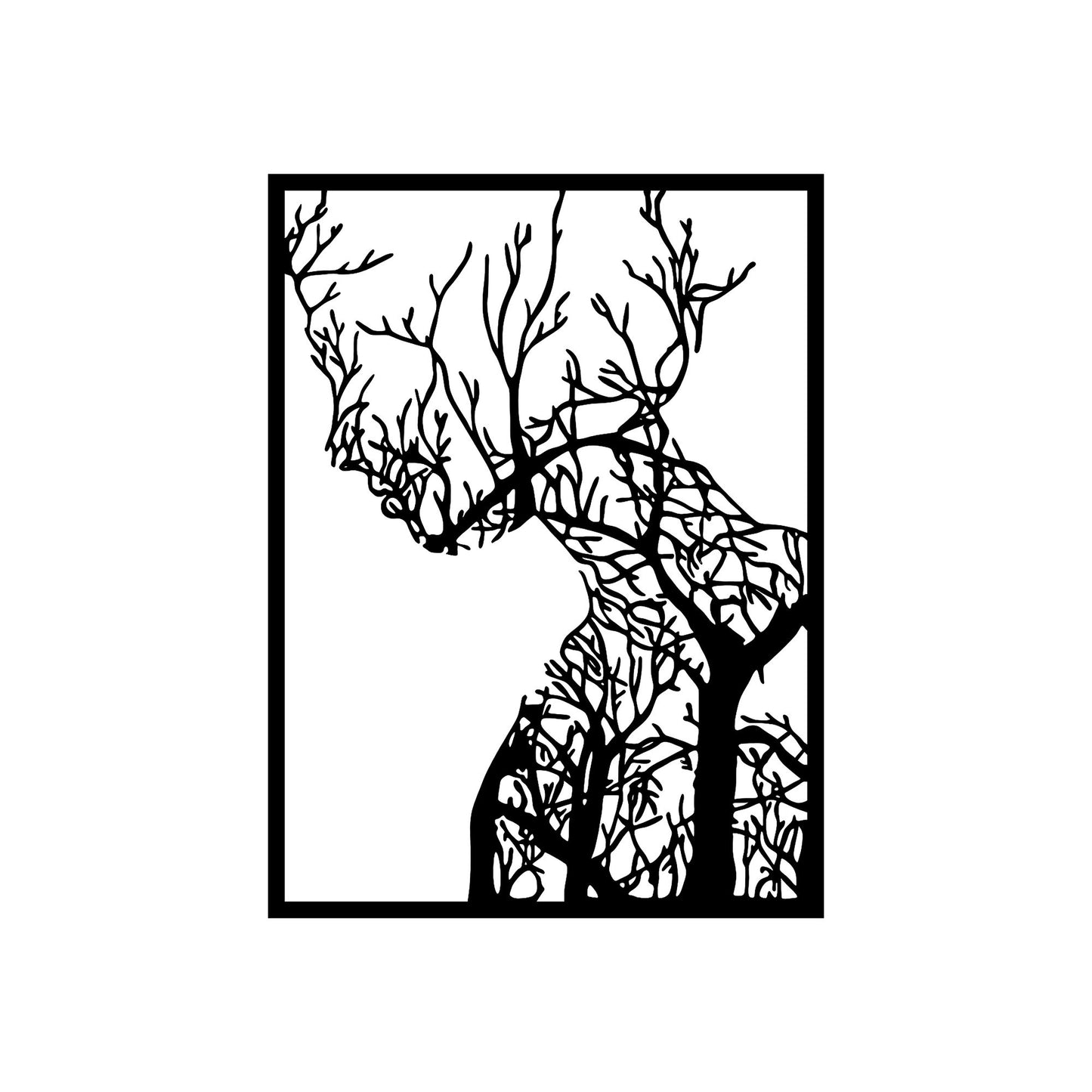 Metalna zidna dekoracija, Tree Woman - 320