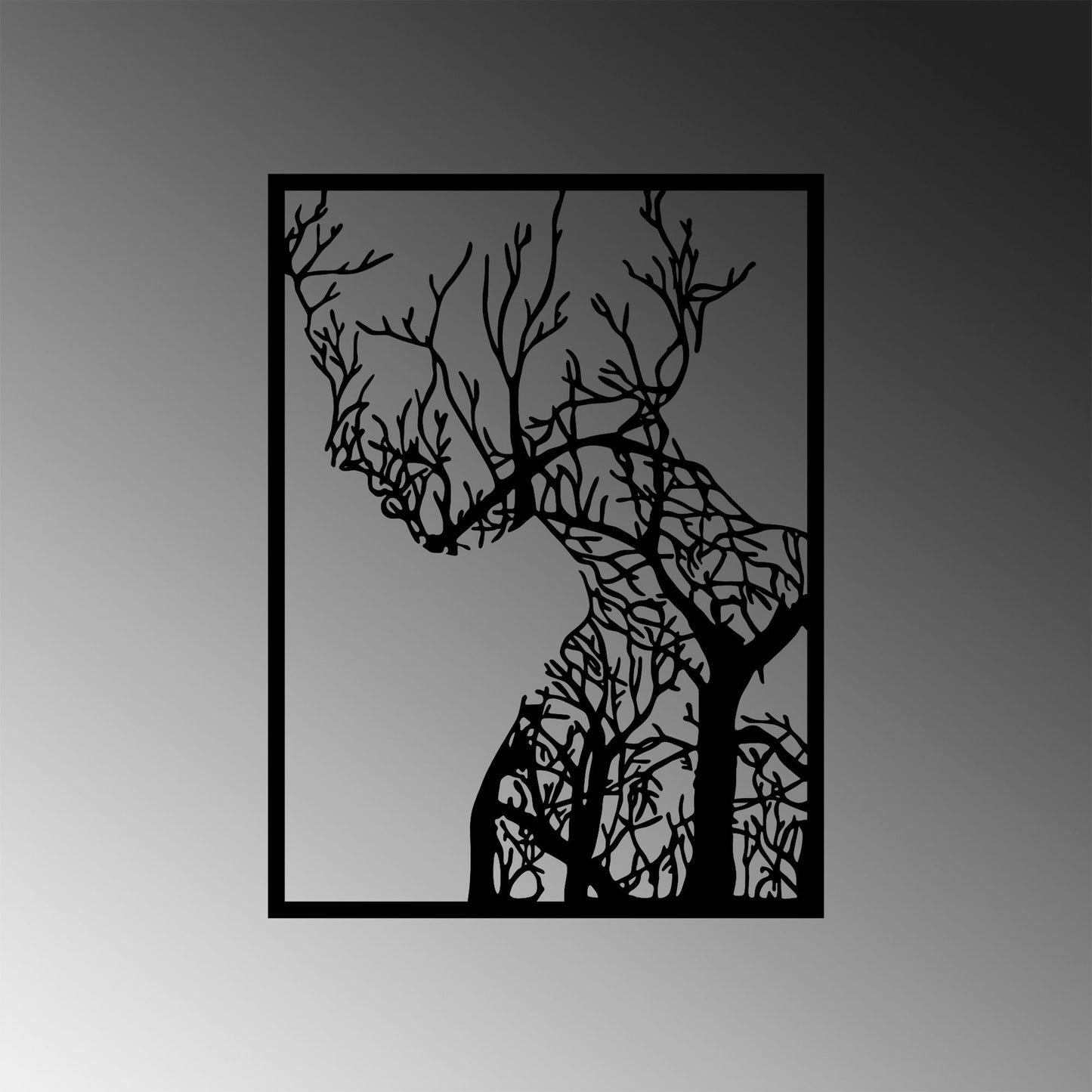 Metalna zidna dekoracija, Tree Woman - 320