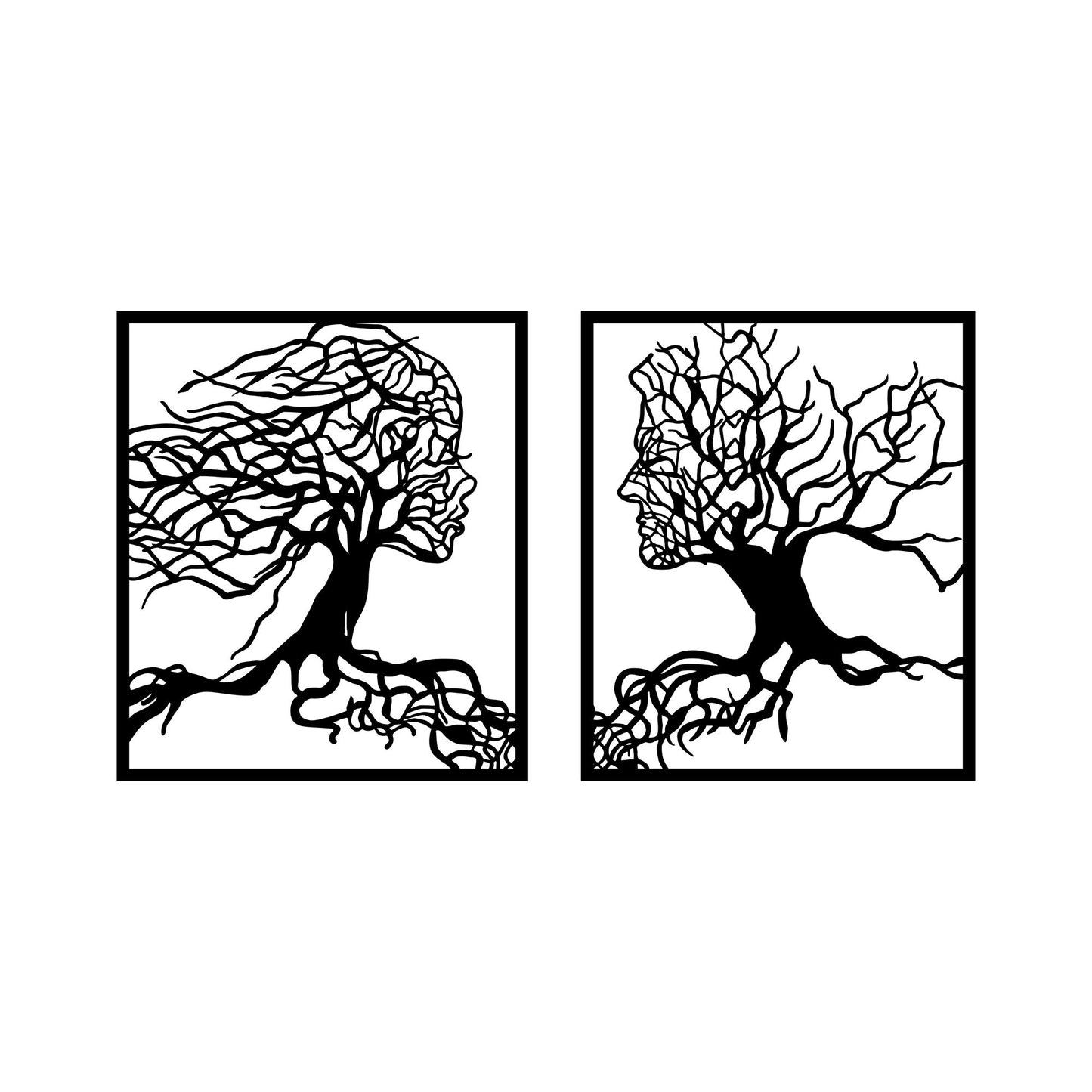 Metalna zidna dekoracija, Tree Man And Woman - 324