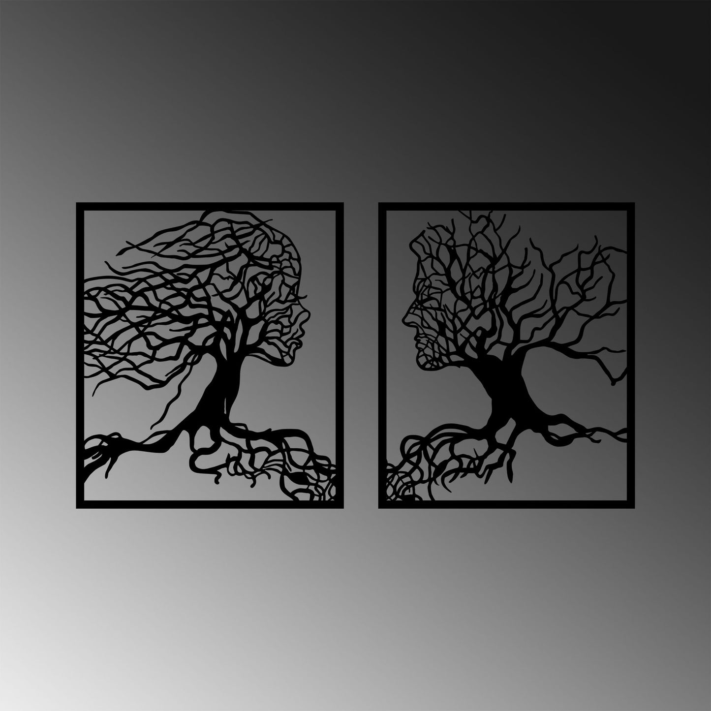 Metalna zidna dekoracija, Tree Man And Woman - 324