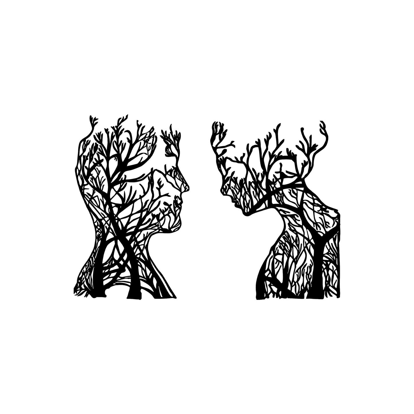 Metalna zidna dekoracija, Tree Man And Woman - 325