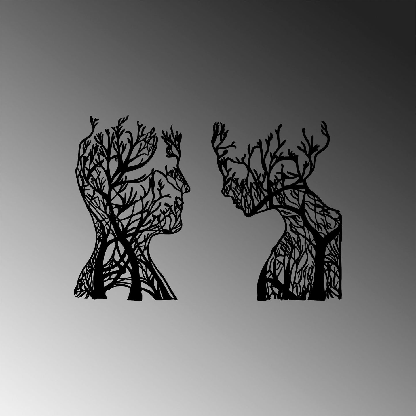 Metalna zidna dekoracija, Tree Man And Woman - 325
